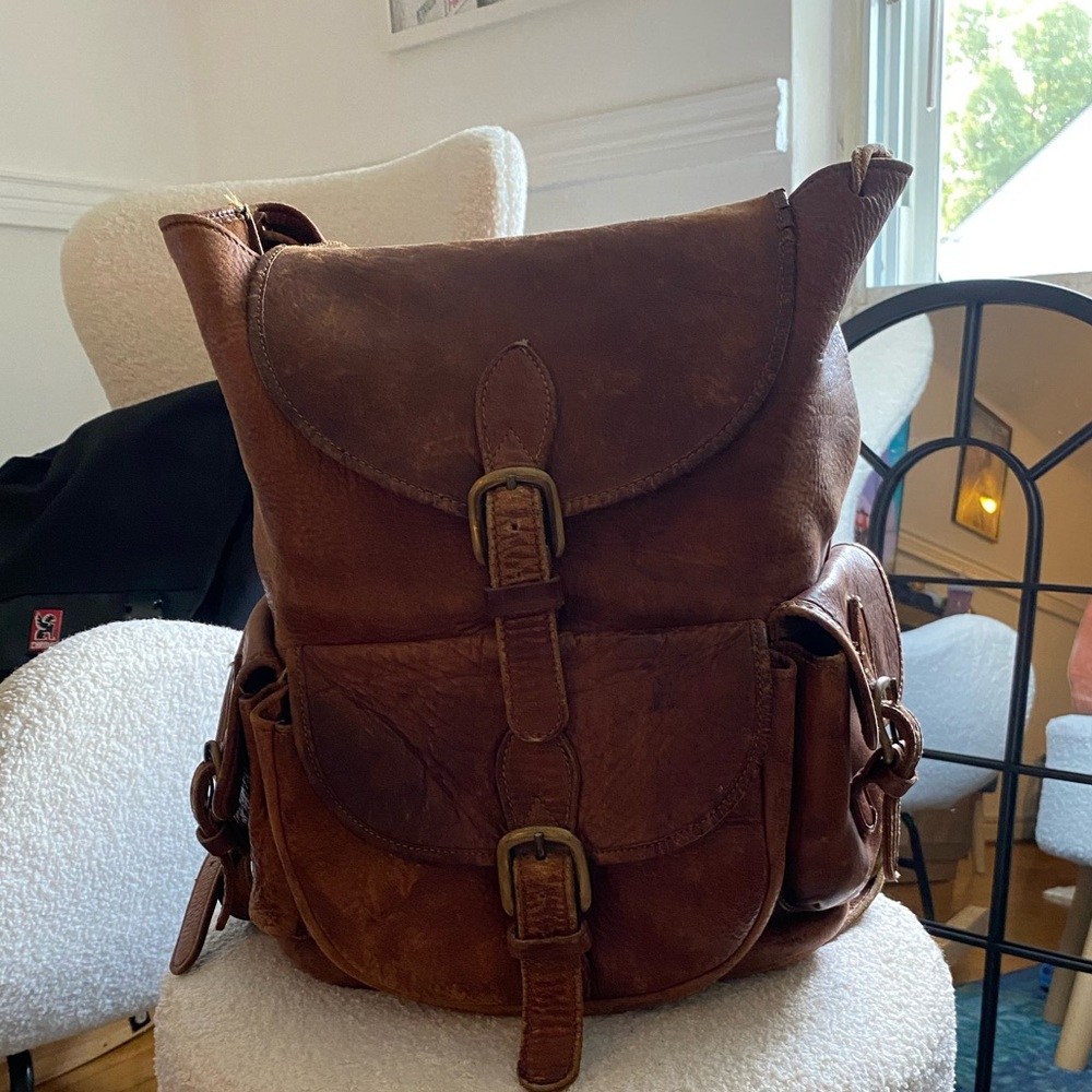 Brown Leather Backpack